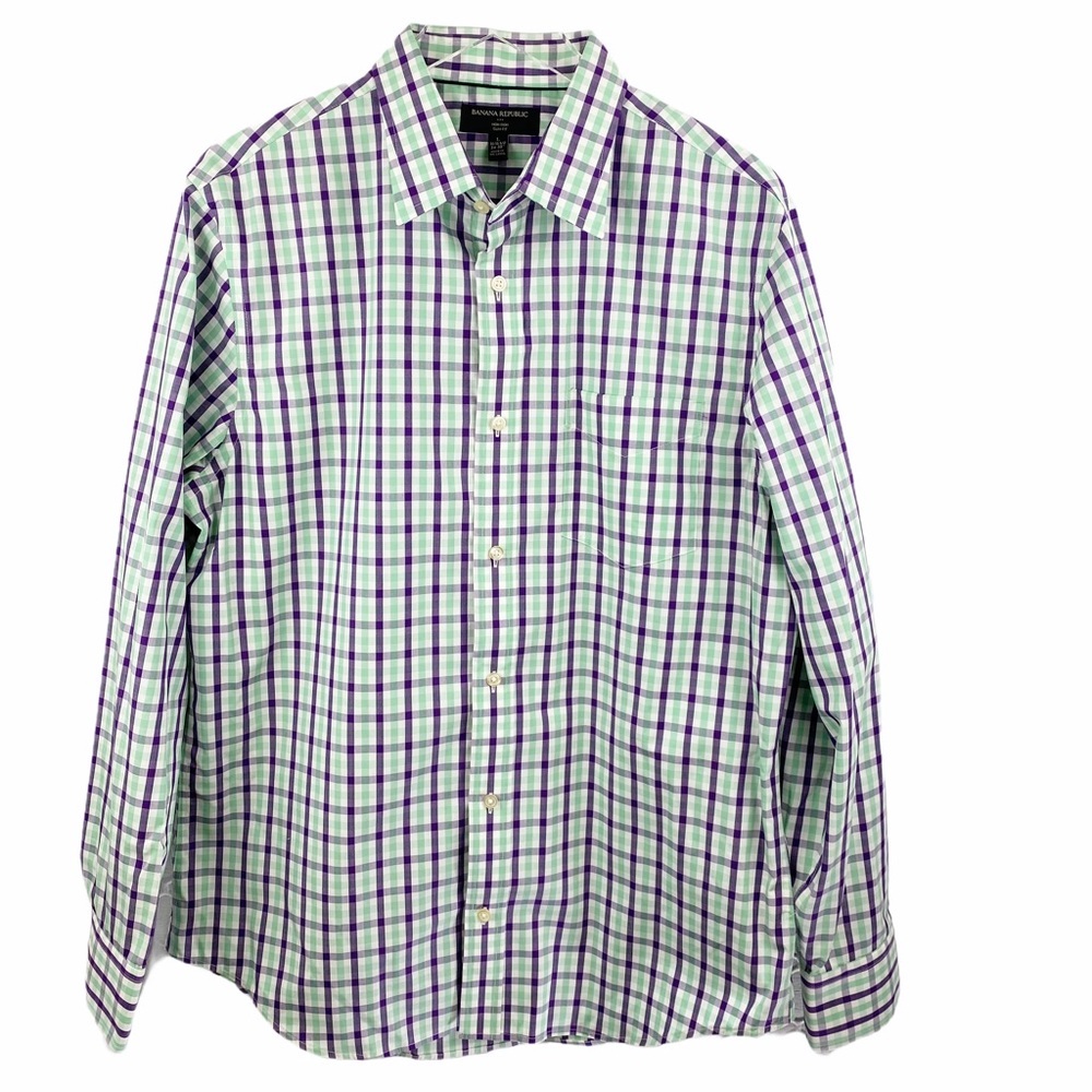 Banana Republic Plaid Checkered Button Down Large